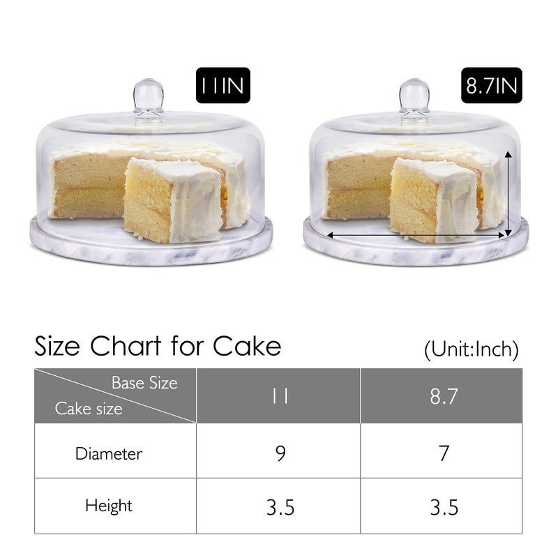 Flexzion Marble Cheese Holder Cake Stand with Lid Glass Cover, Cheese Dome, Cake Saver Serving Platter, Stone Cake Stand Cutting Board Slab for Kitchen, Dining Room Bakery Pastries Display, 8.7 Inches - Image 5